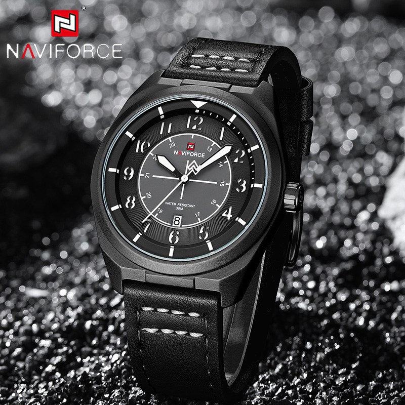 NAVIFORCE Man Quartz Watch 3AT - огляд і ціна Leather Watch Band Men