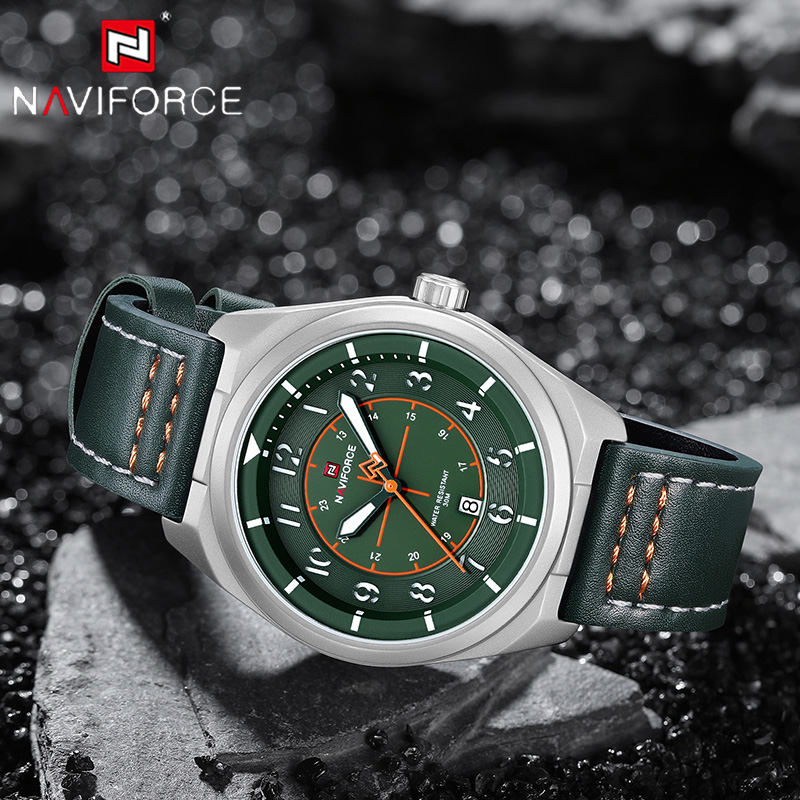 NAVIFORCE Man Quartz Watch 3AT - огляд і ціна Leather Watch Band Men
