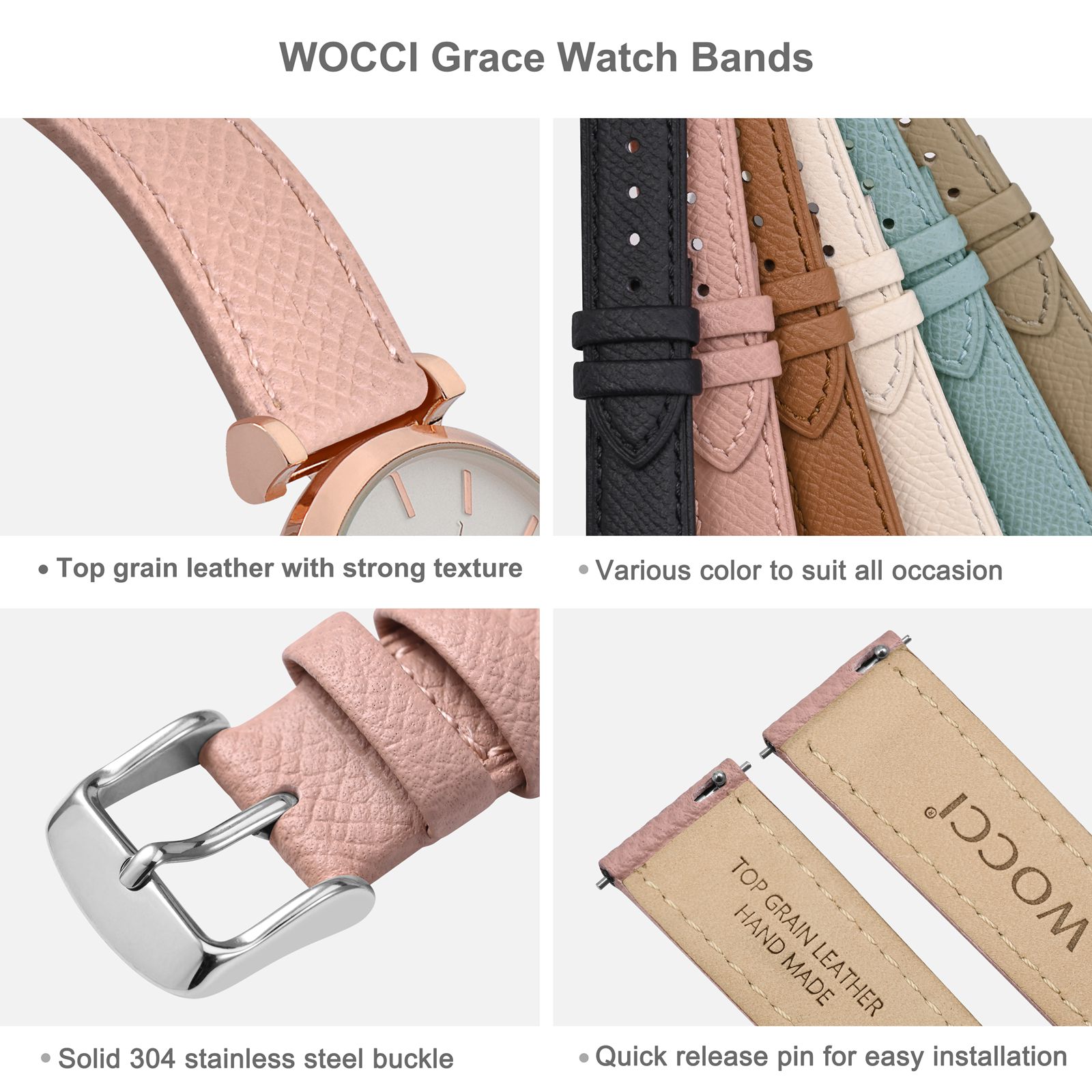 WOCCI Top Grain Leather Watch  - огляд і ціна Leather Strap Quick Release