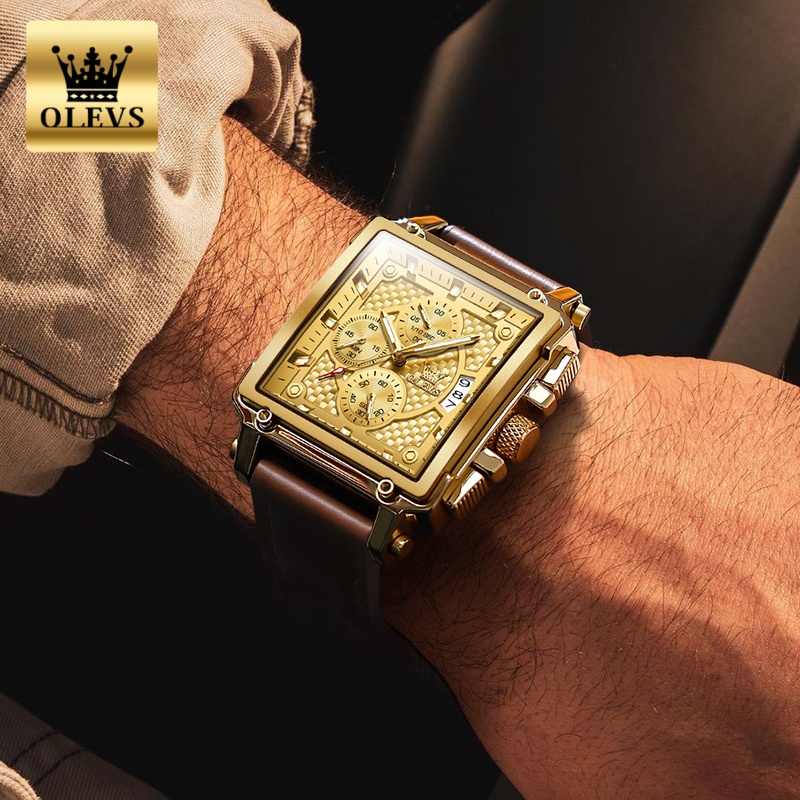 OLEVS Brand Mens Watches Water - огляд і ціна Leather Watch Band Men